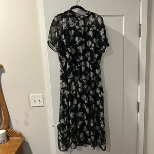 Floral Dressed Up Black Floral Print Midi Dress